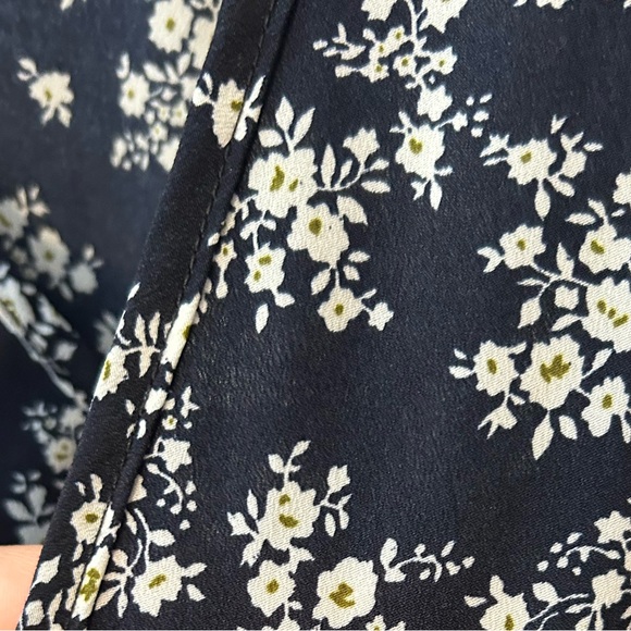 Floral V-neck Wrap Sun Dress - Navy - Picture 4 of 4